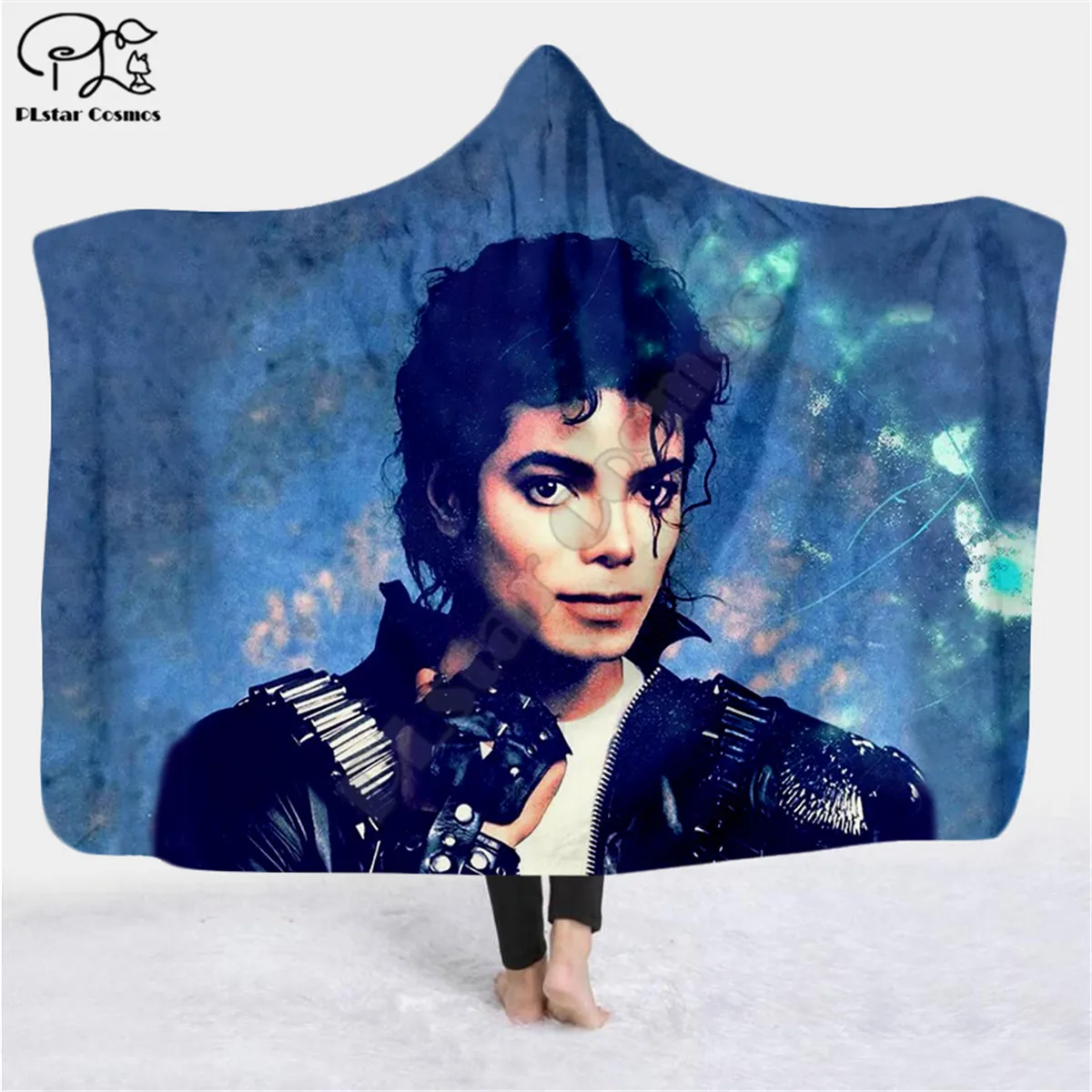 Michael Jackson mønster Hætteklædte Tæppe Voksen farverige barn Sherpa Fleece Bærbare Tæppe Microfiber Sengetøj style-4