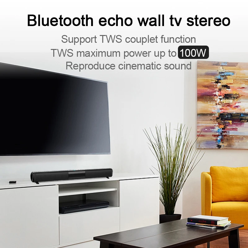 Ny TV-Echo Væggen, Sound Bar Kablede og Trådløse Bluetooth100W Patent Surround Sound Bar til PC Cinema TV Højttaler / TF / AUX