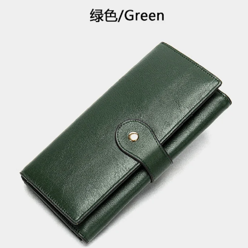 Læder kobling taske lang tegnebog vintage læder tegnebog multi-funktion card wallet