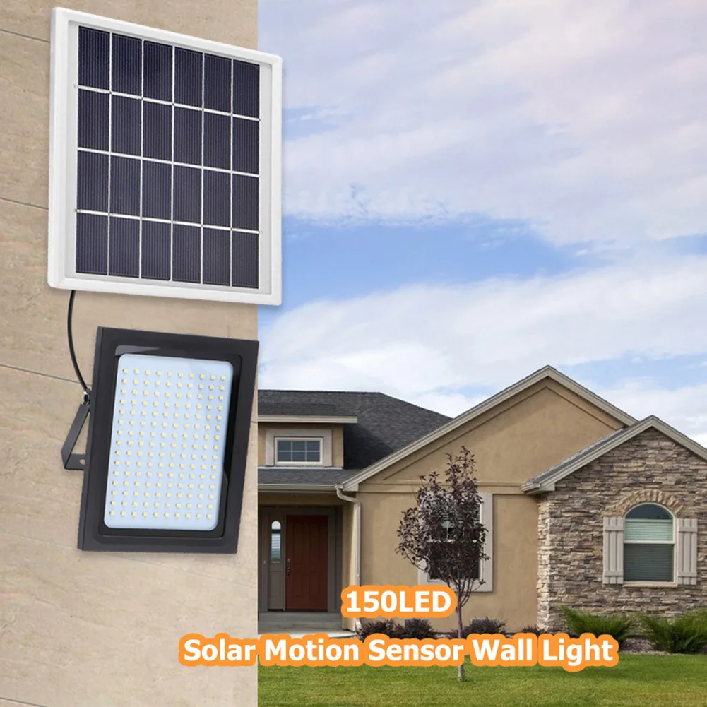 150 LED Motion Sensor Sol væglampe er Vandtæt Udendørs Sikkerhed Oversvømmelse Lys i Vej, Gade Haven Dekoration Sol Lamper