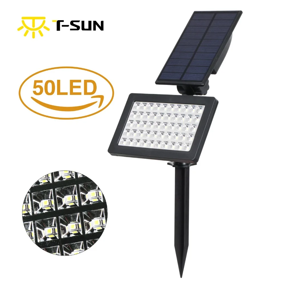 T-SUNRISE-50 LED Solar Spotlight 90 Justerbar vægmonteret Lys Solar Panel Landskab Lampe Sol Følsomme Udendørs Belysning