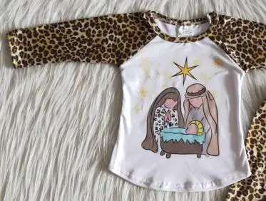 Klassiske tegneseriefigur leopard print pige T-shirt Jul børnetøj baby girl ' s klokke bunde mode 2-delt sæt
