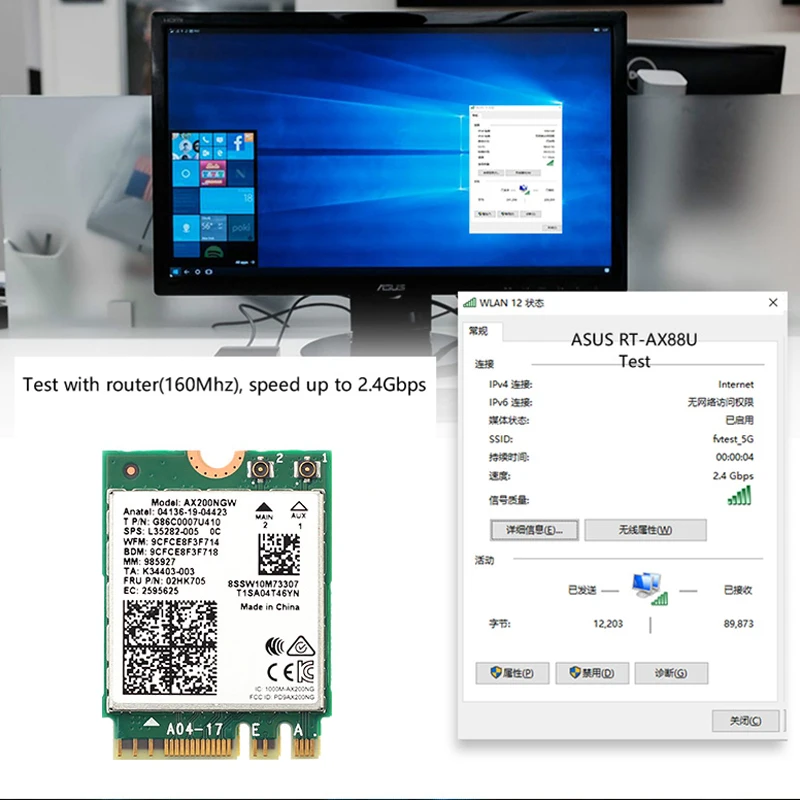 Wi-Fi-6 Intel AX210 Mini-PCI-E Network Card AX200NGW 2400Mbps 802.11 ax/ac Bluetooth 5.1 2.4 G/5 ghz Trådløse Adapter Til Windows10