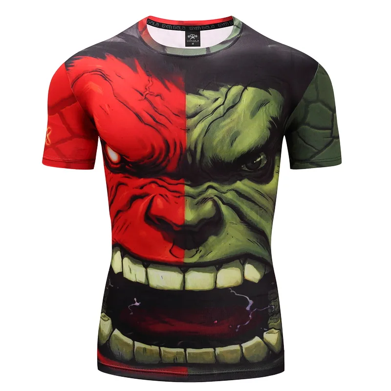 Mode Kompression Hulk Shirts til Mænd 3D Printede Kort Ærme Cosplay Fitness-Bodybuilding Mandlige Top Sælger Grønne Tøj
