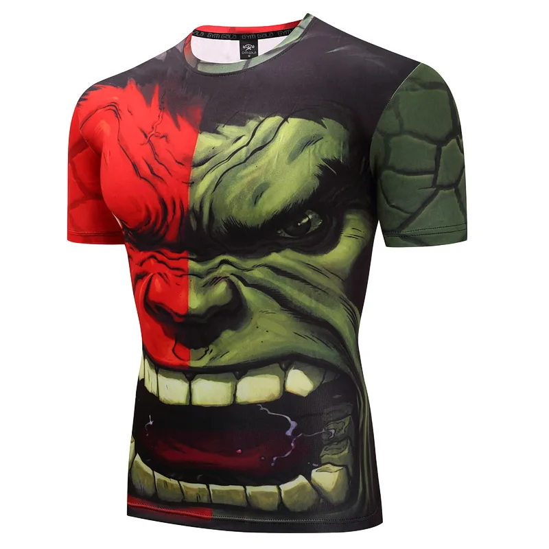 Mode Kompression Hulk Shirts til Mænd 3D Printede Kort Ærme Cosplay Fitness-Bodybuilding Mandlige Top Sælger Grønne Tøj