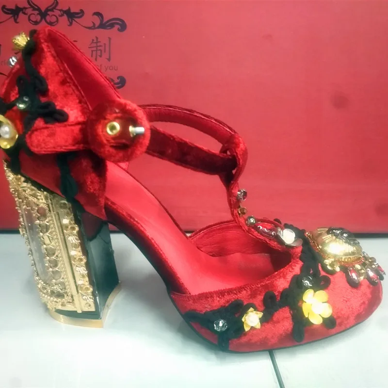Høj-heeled hjerte-formet dekorative kvindelige sandaler åbne døren hæl damer, sandaler rhinstene perle beaded sko sko sandaler