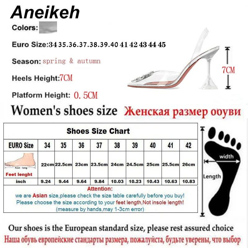 Aneikeh Stor Størrelse 41 42 43 44 45 Mode Klart PVC-Sandaler til Kvinder Sko Rhinestone Solsikke Høje Hæle Sommer Tilbage Strap Sandaler