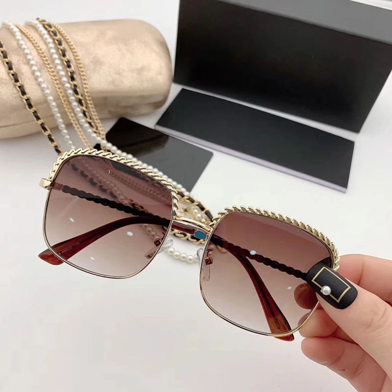 MS Nye 2020-Pladsen Kvinder Solbriller kvindelige kæde stribe Mode briller