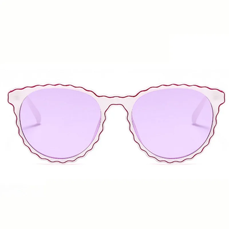 Oulylan Runde Cat Eye Solbriller Kvinder Vintage Brand Designer Spejl solbriller Nuancer Kvindelige Cateyes Solbrille UV400 Pink Blå