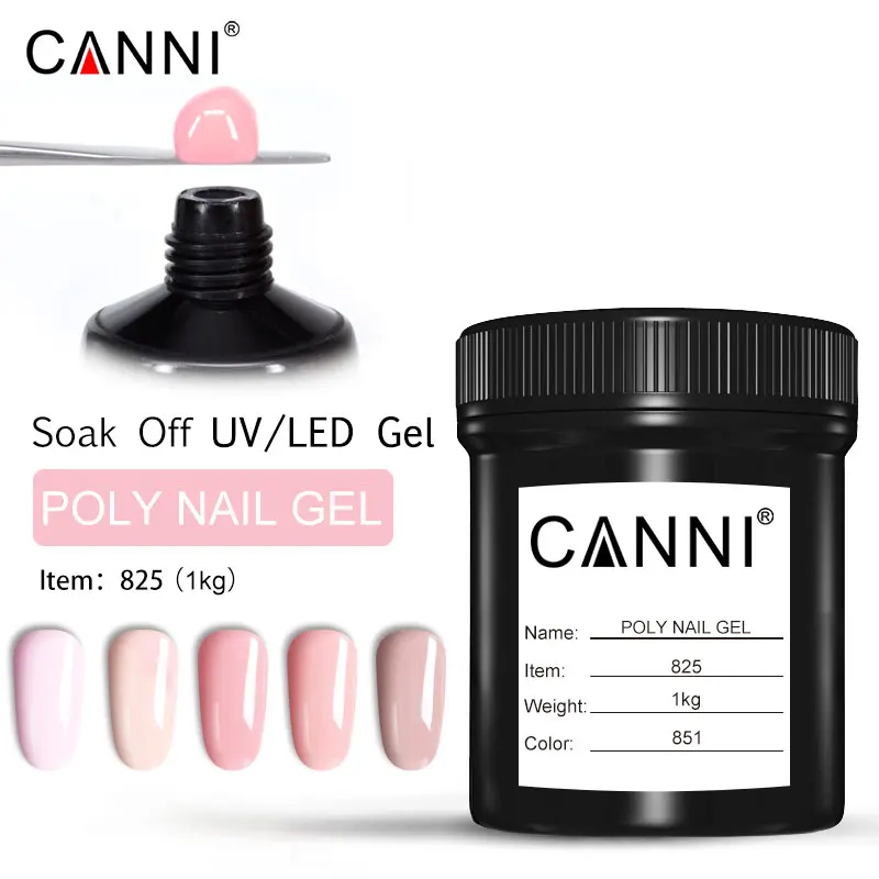 CANNI bulk Råvarer crystal nail gel tyk builder forlænge 10 farver søm klar gel 1000 gram en flaske soak off gel