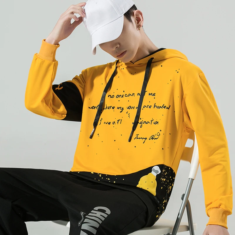 SFABL Harajuku Hoodie Sweatshirt Mænd 2021 Nye Hip Hop Streetwear Mandlige Mode Patchwork Hættetrøjer Pullover Farverige Sweatshirt Mand