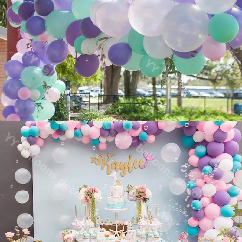 206 Stykker DIY Unicorn Balloner Guirlande-Arch Kit 12 10 5 Tommer Macaron Konfetti Hvidt Lys Lilla Baby Shower, Bryllup Dekoration