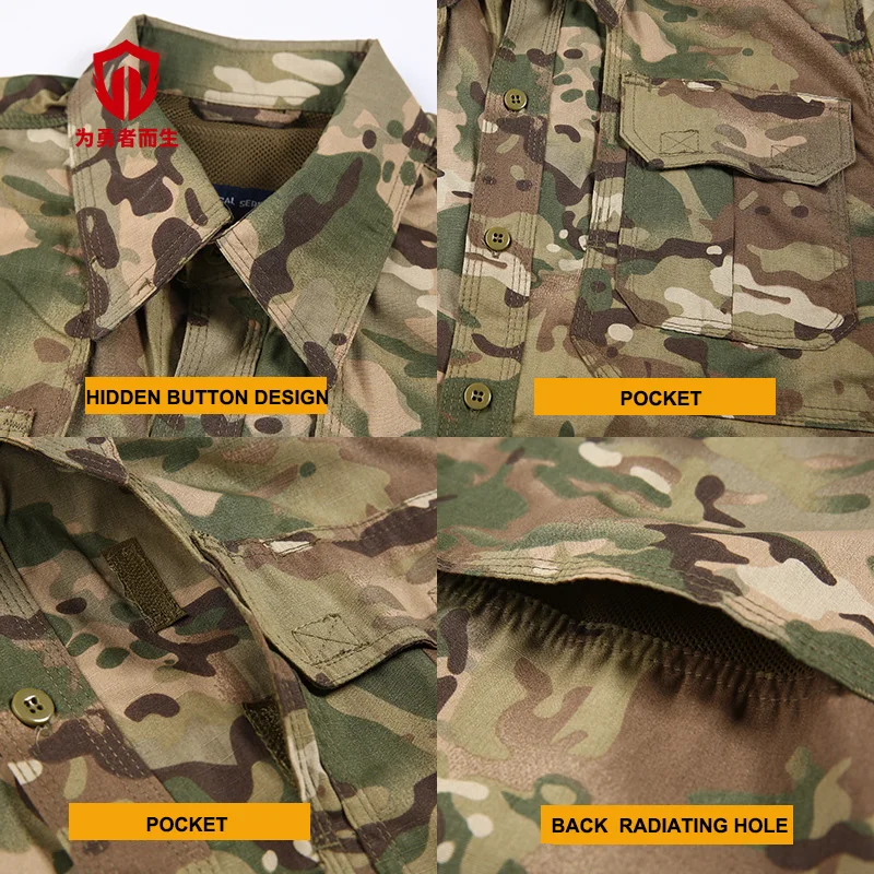 Ny Camouflage Taktiske Shirt til Mænd kortærmet Sommer Åndbar Komfort Værktøjsholder-Shirt Mænd Hurtig Tørring Comber Shirts AY0204