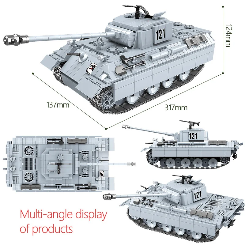 Nye 990pcs Militære WW2 Panther Tank 121 byggesten Technic Byen WW2 Tank Model Soldat Mursten Legetøj