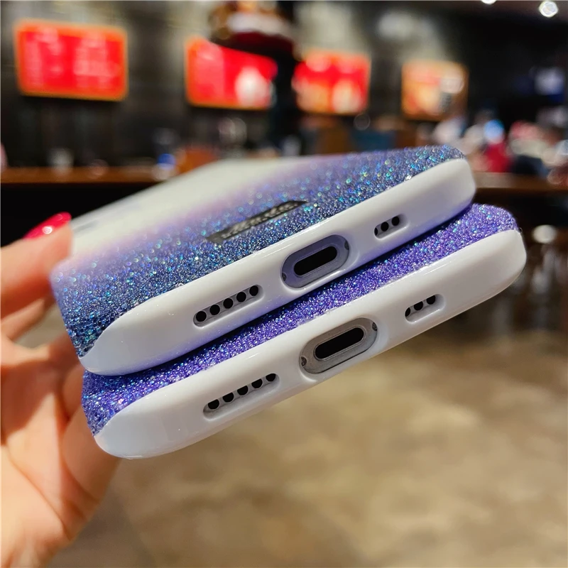 Luksus Diamant Glitter Phone Case for iPhone 12 mini 8 7 Plus Bløde Tilbage Dække for iphone X XS 12 11 Pro MAX antal XR Kvinder Telefonen Tilfælde