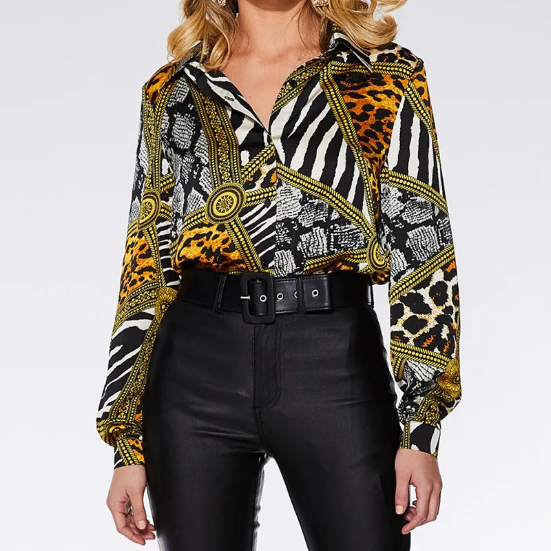 3XL Plus Size Leopard Kvinder Bluser 2020 Efterår Sommer Kontor Damer Afslappet Retro Printet Bluse med Lange Ærmer Toppe, Mode-Shirt