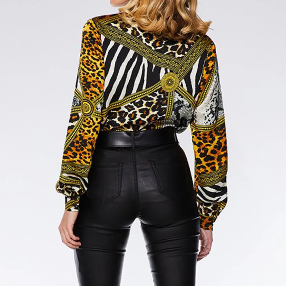3XL Plus Size Leopard Kvinder Bluser 2020 Efterår Sommer Kontor Damer Afslappet Retro Printet Bluse med Lange Ærmer Toppe, Mode-Shirt