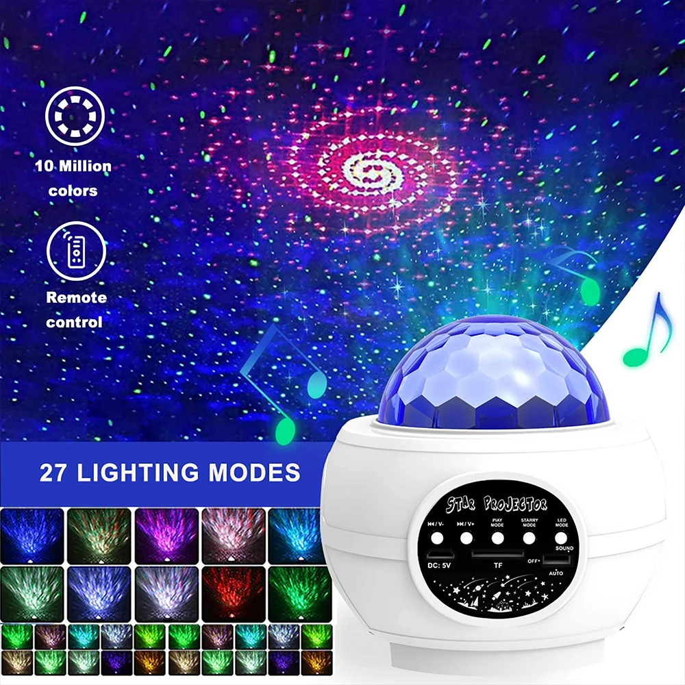 Multifunktionelle Galaxy Projektor USB-Opladning LED-Stjernede Nat, Lys, Musik, Stjerneklar Bluetooth-Lyd-Aktiveret Lys Projektor Indretning