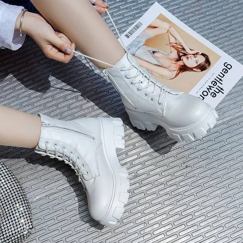 Kvinder Chunky Hæl Ankel Støvler Kvinde Sko Efteråret 2020 Nye Brand Designer Chelsea Støvler Kvindelige Platform Støvler Lasdies Mode