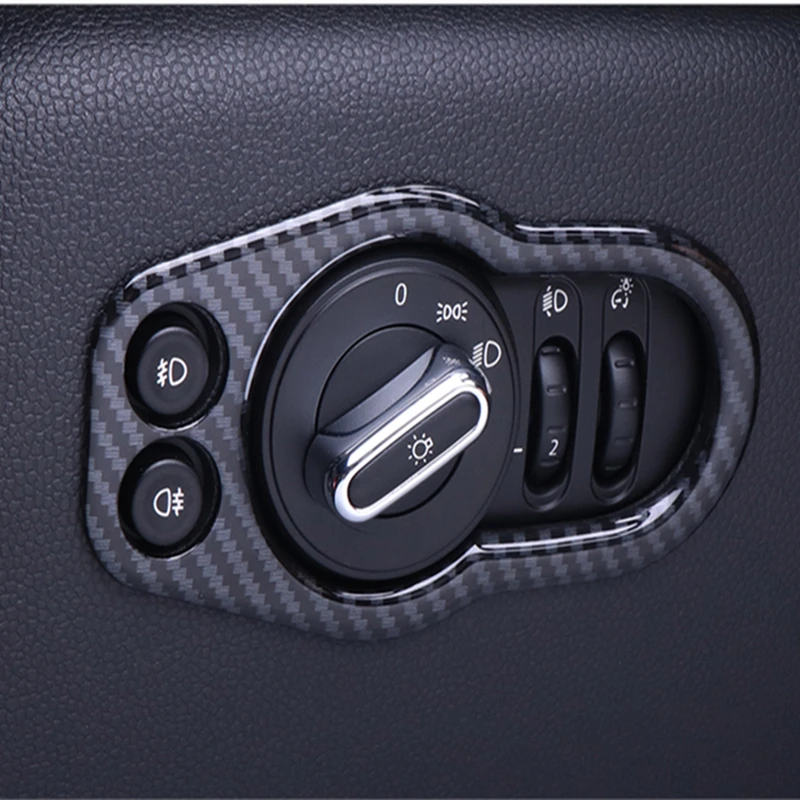 Bil Carbon Fiber Forlygte Kontrolpanel Dække Boliger Shell Trim Ramme Mærkat For Mini Cooper F55 F56 F57 Bil Tilbehør