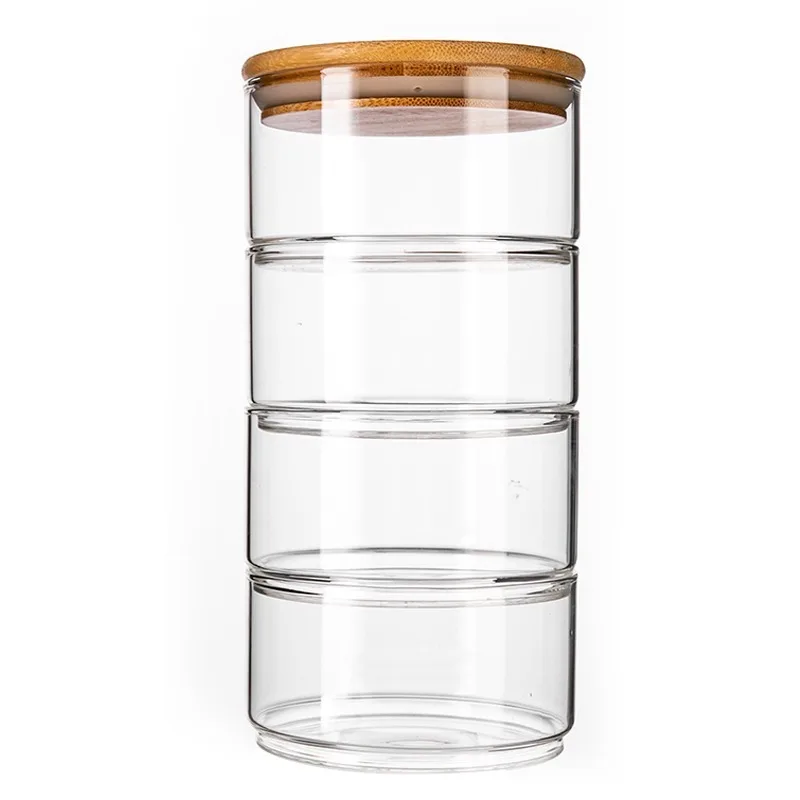 Glas Til Opbevaring Af Mad Forseglet Krukke Fugt-Bevis Multi-Grain Container Stablet Multi-Lag Køkken Køleskab Frugt Salat Skål