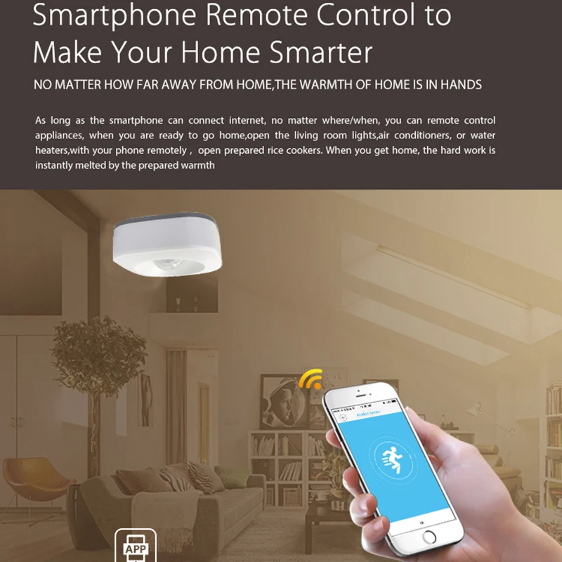 Lonsonho Tuya Smart WiFi Pir Bevægelsessensor Alarm Infrarød Bevægelsesdetektor Smart App Liv