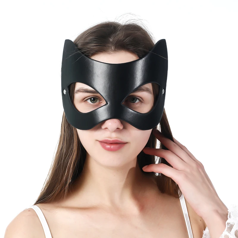 UYEE Kvinder Kat Maske Halve Ansigt Cosplay PU Læder Halloween Maskerade Carnival Part Natklub Kostume Sexet Maske Goth Stil