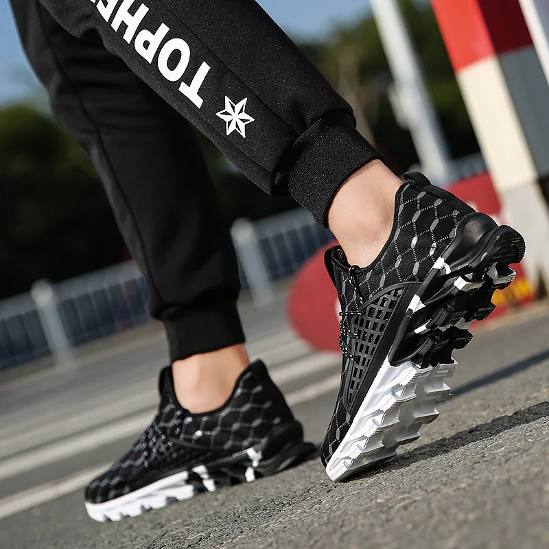 Mænd Sneakers Mode Walking Sko Rhomboid Comforty Fritid Jogging Sko Størrelse 39-47