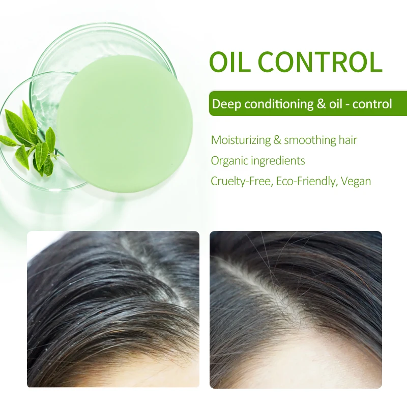HAIRINQUE Økologisk hår grøn te balsam bar håndlavet dyb conditioning & olie-kontrol med glat hår balsam, sæbe