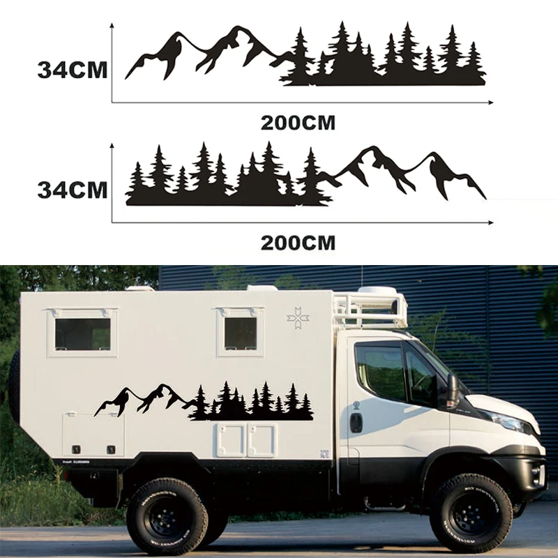 2stk Sort Bil Mærkat Træ Mountain Decal Skov Vinyl Grafik til Camper RV Trailer Truck Brugerdefinerede Mærkat