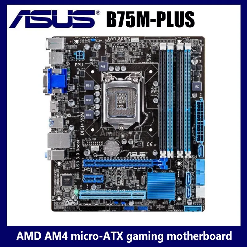 LGA 1155 Asus B75M-PLUS Bundkort DDR3 Core i7/i5/i3 32GB PCI-E 3.0 Desktop-32GB HDMI-Kompatibel B75 Placa-Mae Micro ATX Brugt