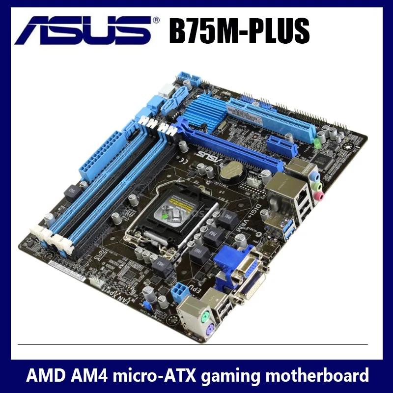 LGA 1155 Asus B75M-PLUS Bundkort DDR3 Core i7/i5/i3 32GB PCI-E 3.0 Desktop-32GB HDMI-Kompatibel B75 Placa-Mae Micro ATX Brugt