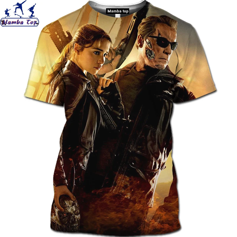 Mamba Top 3D-Sommer Kort-Langærmet Skønhed Shirt Thriller Film Terminator, T-Shirt Mekanisk Bikini Shirt Helt kortærmet T-Shirt