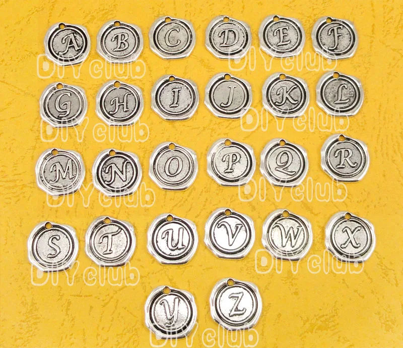 60pcs-Antik Tibetansk Sølv Alfabet Bogstav, Et Vedhæng, Alfabet Bogstav Tag charme 18x18mm