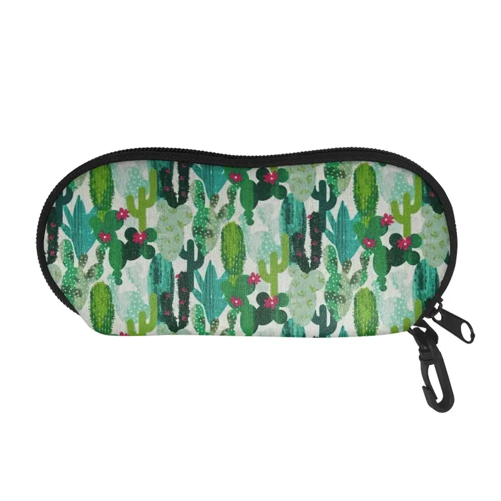 Blomst/Kaktus Trykt Populære Zipper Solbriller Briller Tilfældet for Kvinder/Mænd Travel Pack Pouch Beskytter Tilfælde Holder med Krog