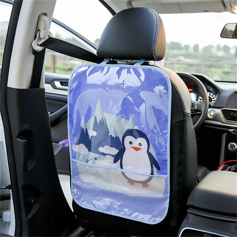 Tegnefilm Car Seat Back Protector Dække for Børn Baby Anti-Kick Pad Multi-funktion Søde Bil Arrangør opbevaringspose
