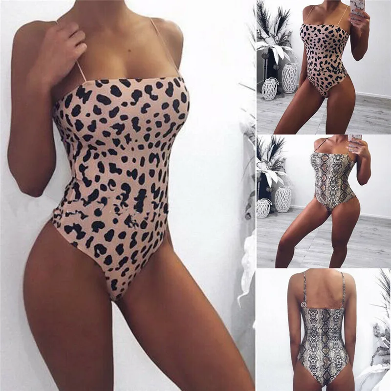 Rompers Dame Bodysuit Leopard Snake Print Overalls Sexet Fest Festtøj Ærmeløs Body Femme Streetwear Sommer Tøj 2019