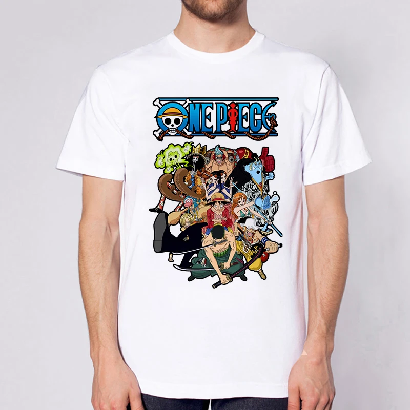 Et Stykke Strå Hat Crew T-Shirt Mænd Harajuku Tegnefilm Japan Animationsfilm Tshirt 90'erne Sjove Ruffy Zoro Grafisk Sommer Mode Tees Mandlige