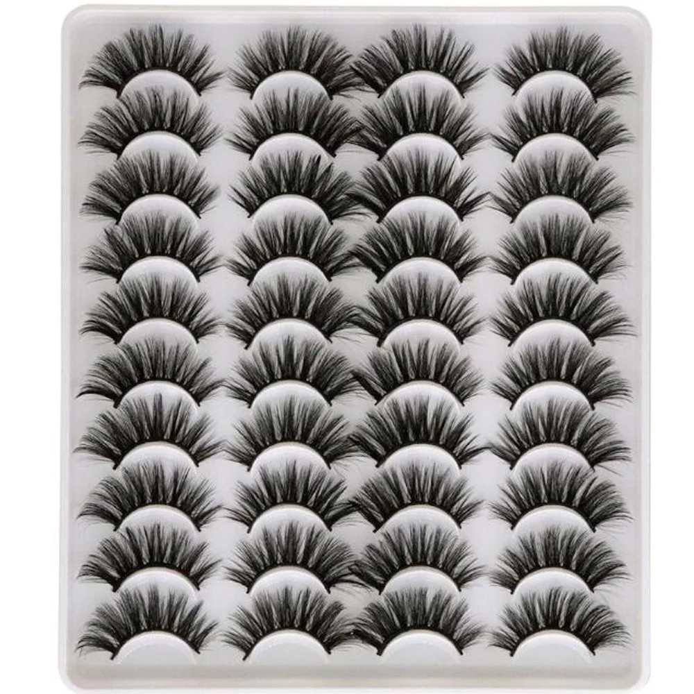 20Pairs 15-25mm 4D Mink Falske Øjenvipper Håndlavet Tyk Wispies Bløde Eyelash Extension Naturlig Makeup Fuld Volumen Mink Vipper