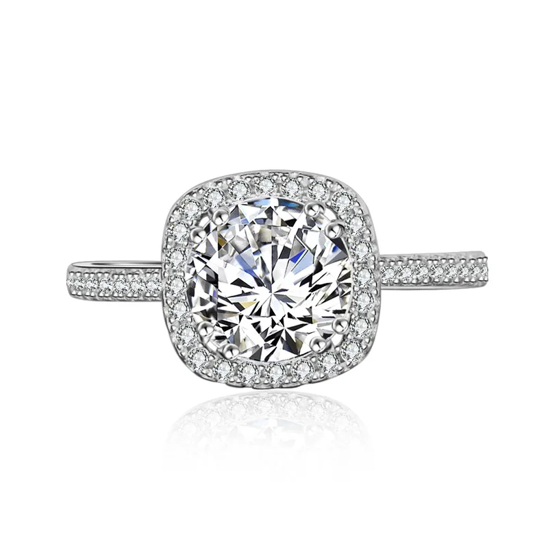 Evige 925 Sterling Sølv Ring finger Fine Smykker Indlæg 2 Carat Diamant Engagement vielsesringe for Kvinder Pige gave