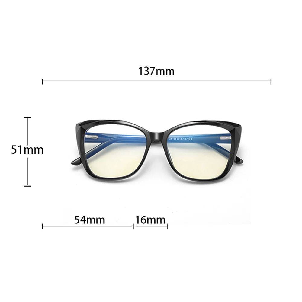 Peekaboo tr90 computer briller anti blå øjne beskyttelse af sort transparent cat eye briller recept kvinde acetat