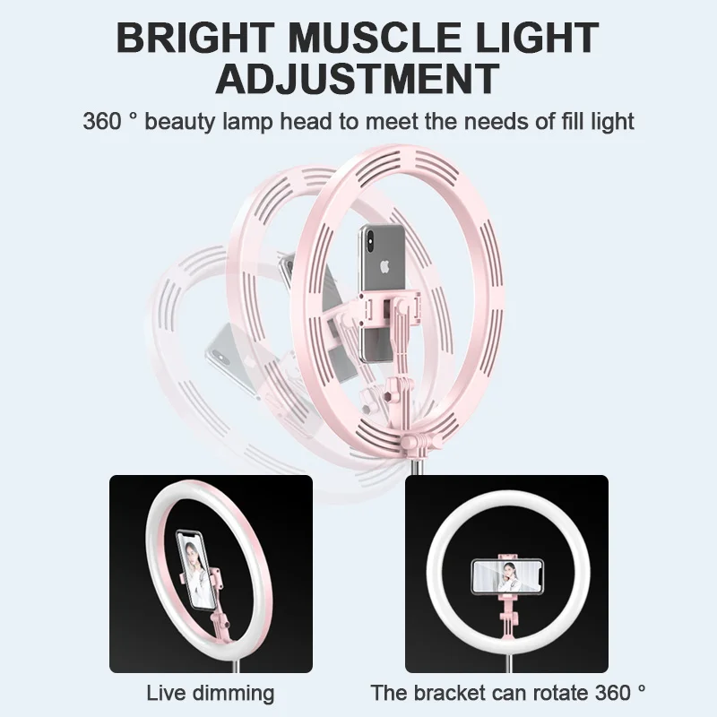 26cm LED Selfie Ring Lys Fotografering Video live Makeup Lampe med telefonholder Bærbare Sammenklappelig Ring Lys Med 165cm Stå