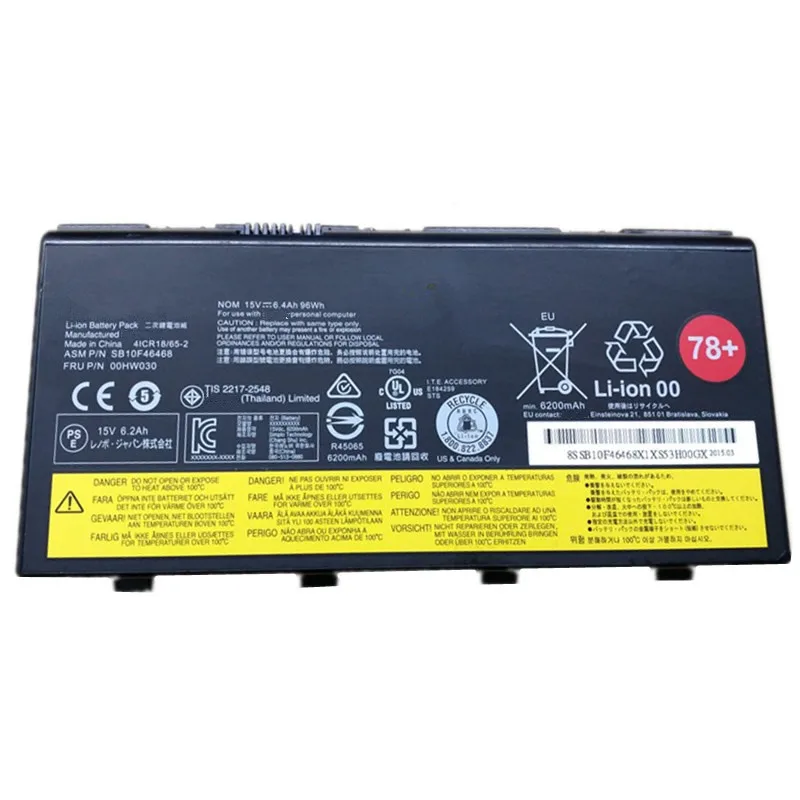 7XINbox 15V 96Wh 6.4 Ah Oprindelige Laptop Batteri 00HW030 Til Lenovo ThinkPad P70-Serien SB10F46468 00HW030 78+