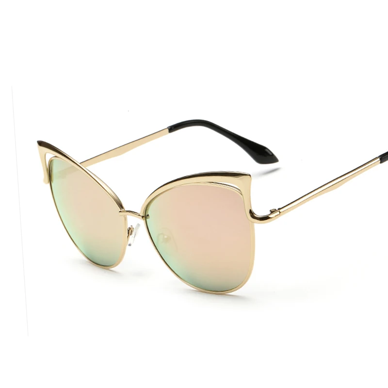 Ny mode rigtige metal ramme solbriller kvinder brand designer retro vintage solbriller cat eye briller oculos de sol feminino