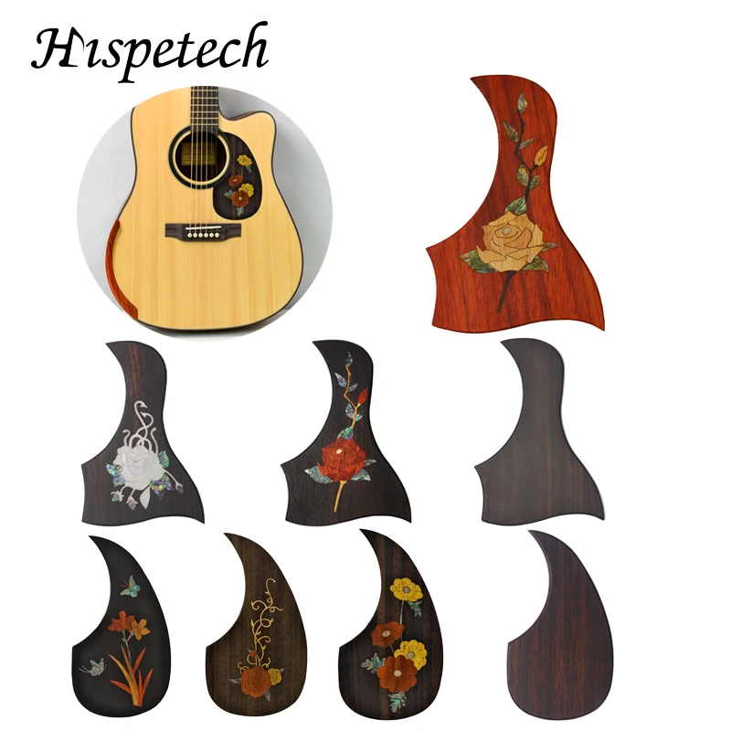 HISPETECH Guitar Dele, 1 Stk Træ Pickguards Blomst Mønster Selvklæbende Vagt Mærkat Guitar Pickguard For 38 39 40 41 Tommer