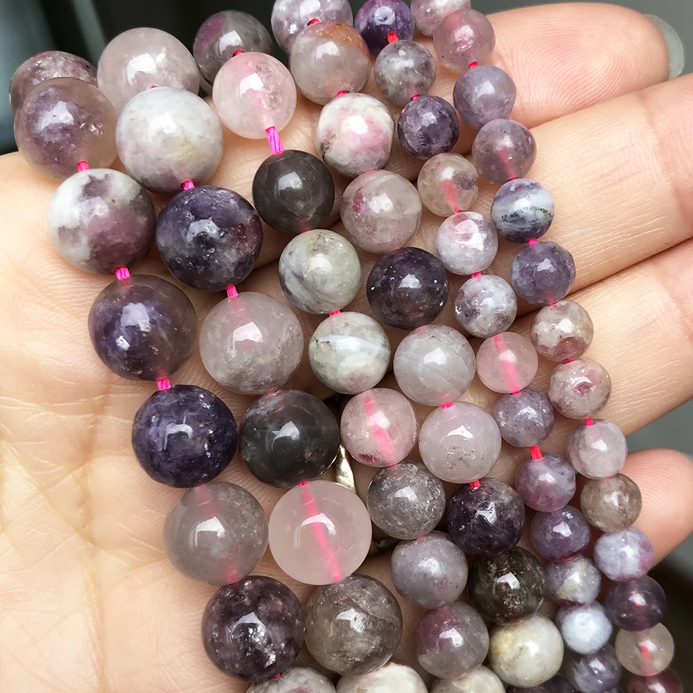 Naturlige Plum Blossom Turmalin Mineral Perler Til smykkefremstilling af Runde Perle Perler DIY Armbånd Tilbehør 15