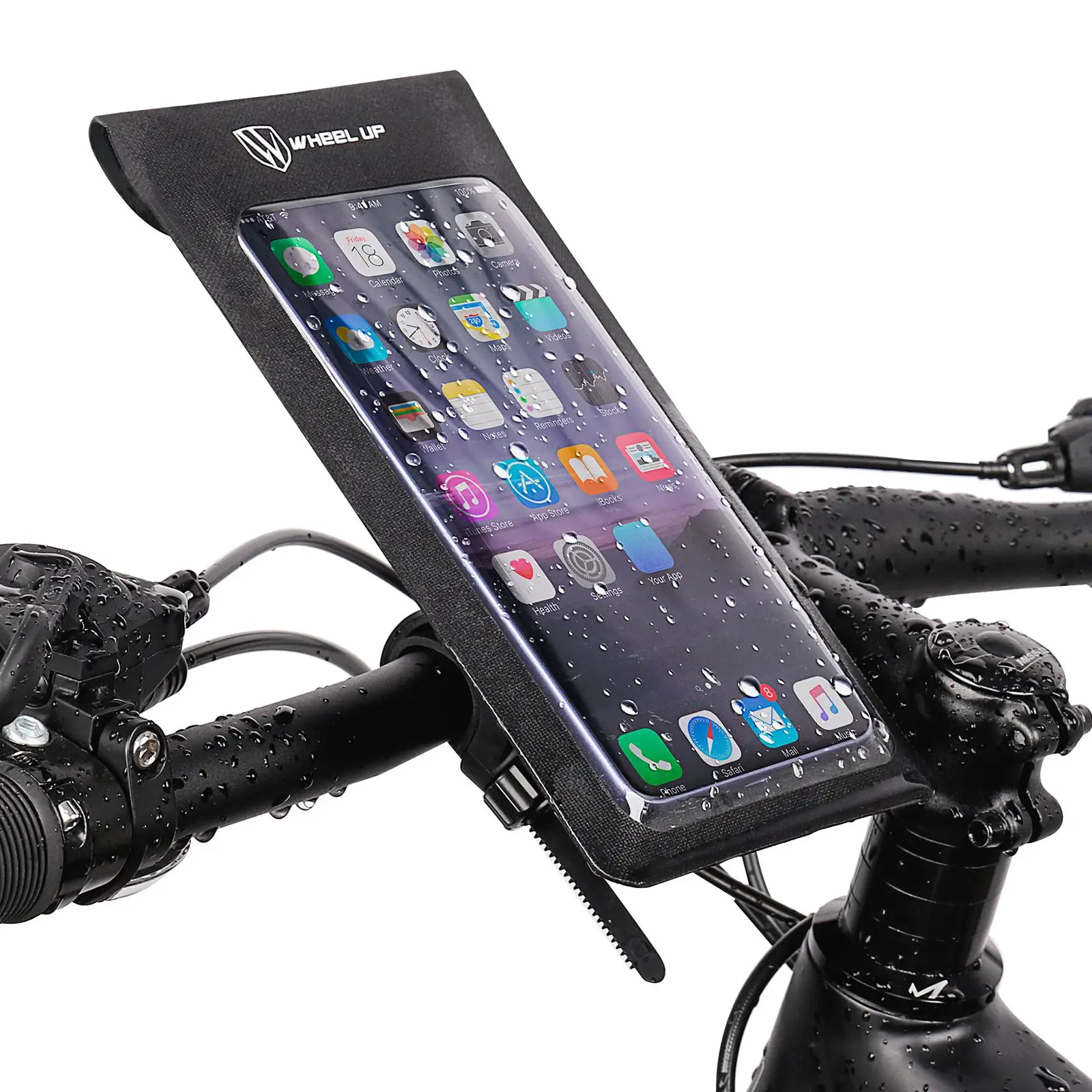 Vandtæt Cykel, Styr telefonholder, Cykling Touchscreen Mobiltelefon Mount Bag Universal fit for mobiltelefoner op til 6,7 cm