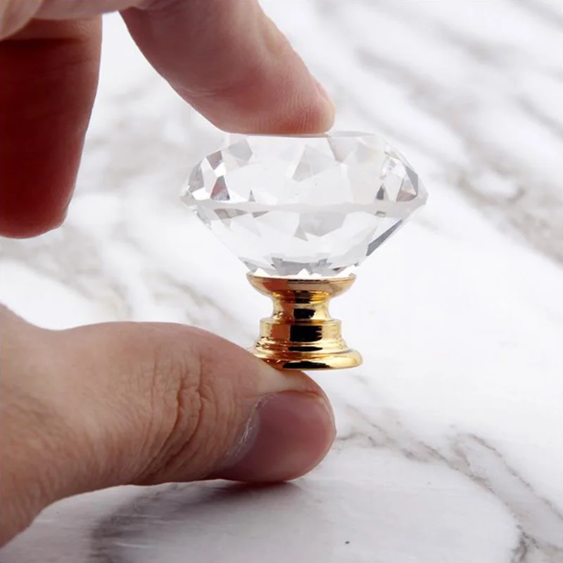 5Pcs /10stk Sæt Diamant Form, Design Krystal Glas Knopper Skab med Skuffe Trække Køkken Låge Garderobe Håndterer Hardware