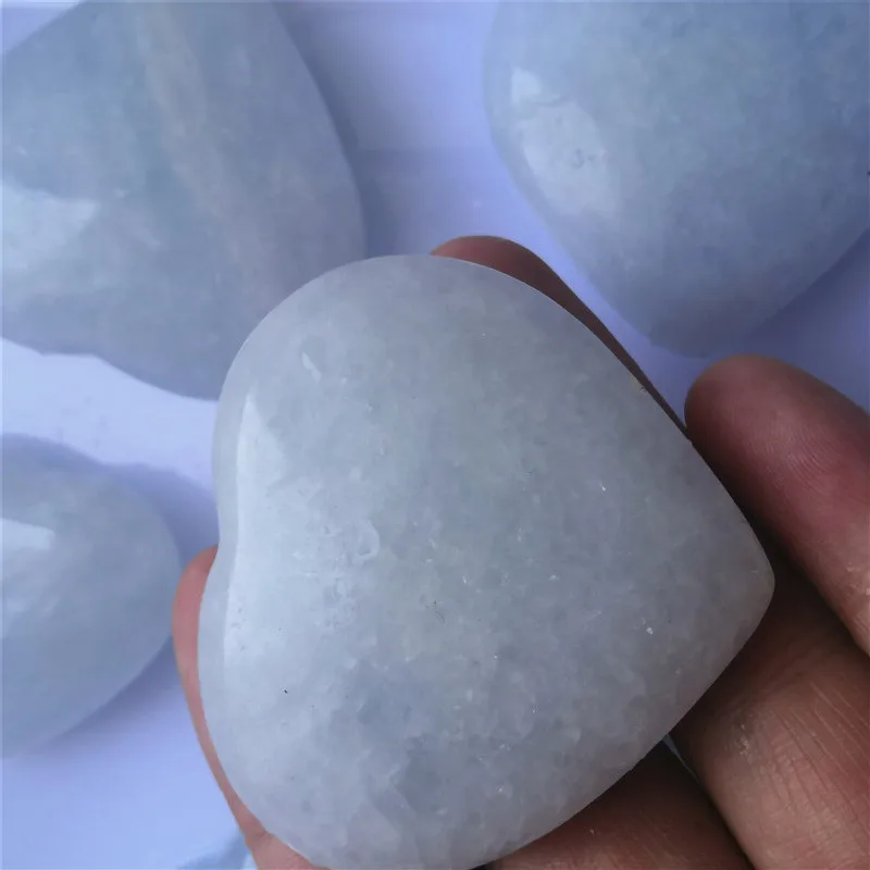 Smuk Naturlig Krystal Kyanite Hjertet håndlavet Blå Celestite Mineral Prøve Healing Til samling