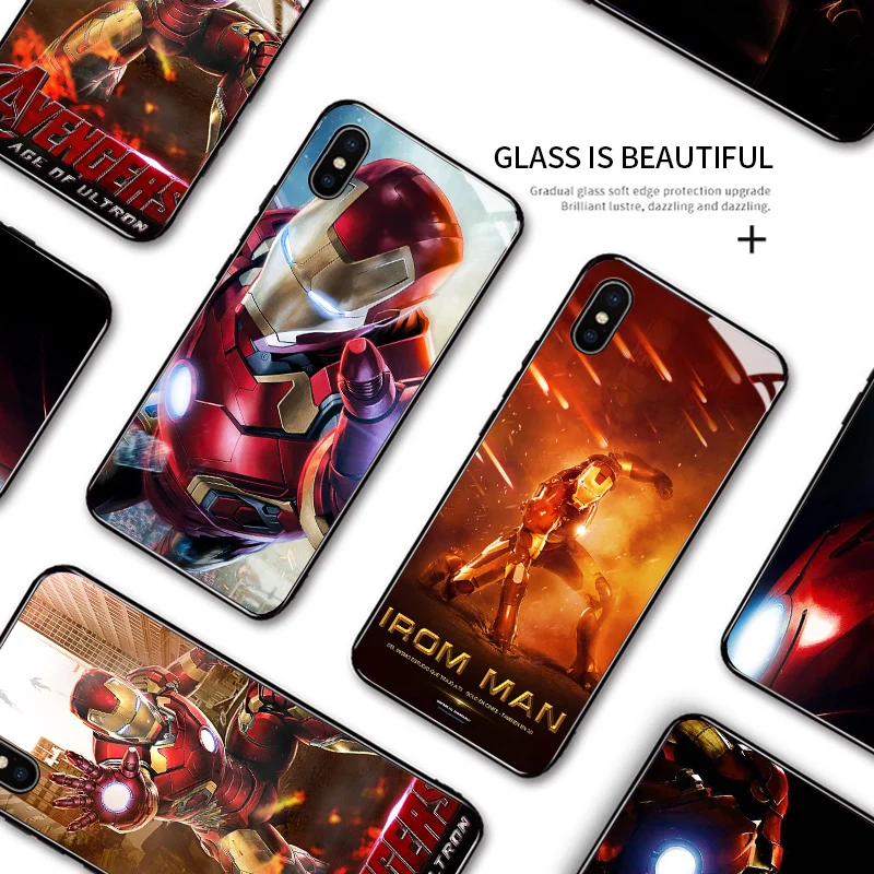 Luksus Marvel Avenger Superhelt Ironman Beklædning Til Xiaomi Redmi Note 9 Pro Max antal Note 9S Blank Hærdet Glas Cover